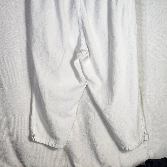 Cottonseed Casual Wear White Drawstring Elastic Waist Wide Leg Crop Pants Size L - Picture 13 of 16